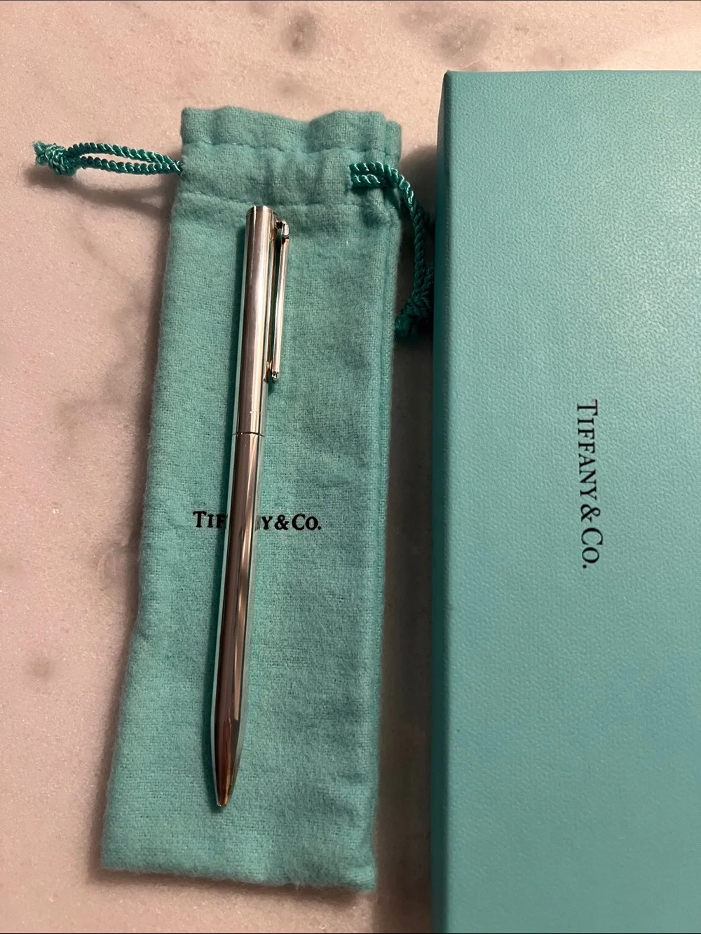 NEW Tiffany & Co. Sterling Silver T-Clip Ballpoint Pen with Case & Box